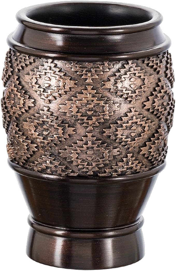 Creative Scents Dublin Brown 4 Piece Bathroom Accessory Set | Includes Soap Dispenser, Toothbrush Holder, Tumbler Cup & Soap Dish