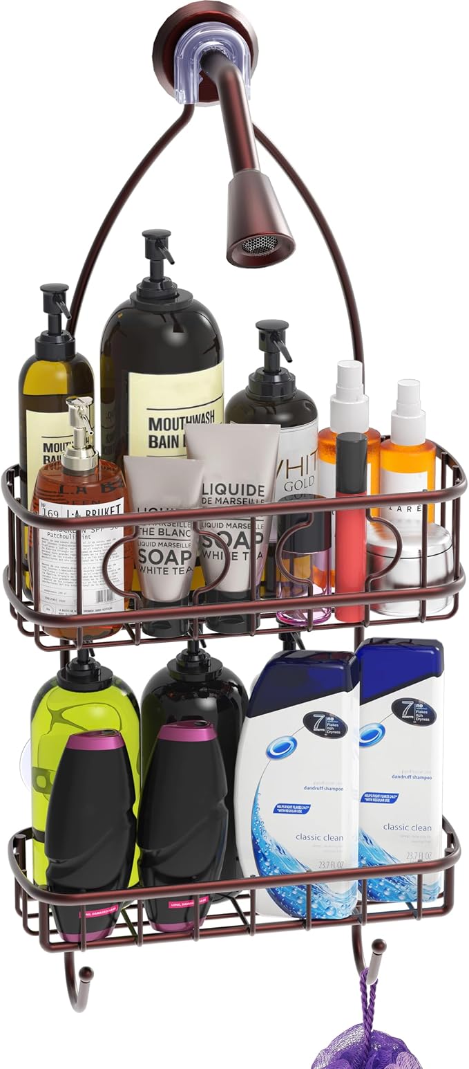 Simple Houseware Bathroom Hanging Shower Head Caddy Organizer, Bronze | (24 x 10.2 x 4.25 inches)