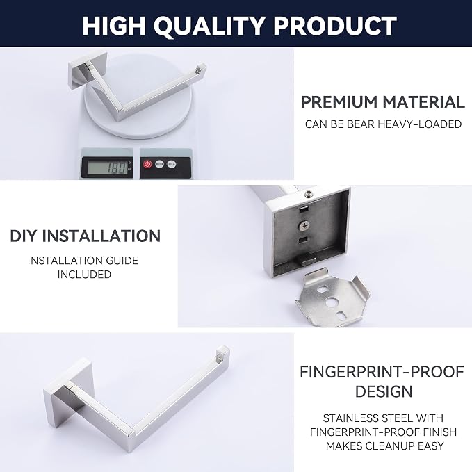 LANC Chrome Toilet Paper Holder, Bathroom Toilet Paper Roll Holder Wall Mounted for Bathroom Lavatory, Modern TP Holder Tissue Roll Dispenser Hanger Stainless Steel Polished Silver, A8807CP