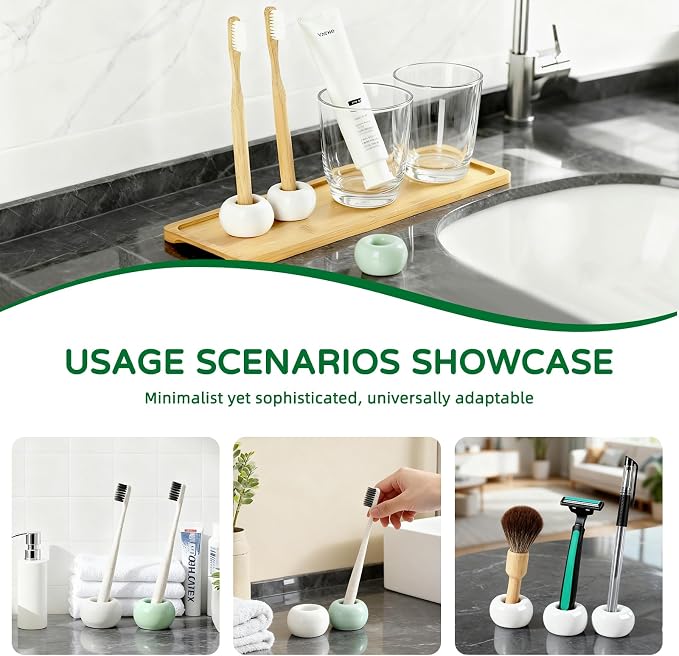 2Pcs Ceramic Toothbrush Holders for Bathrooms Countertop Toothbrush Holder Single Mini Toothbrush Holder Pen Holder Razor Holder Bathroom Tooth Brush Holder Toothbrush Stand