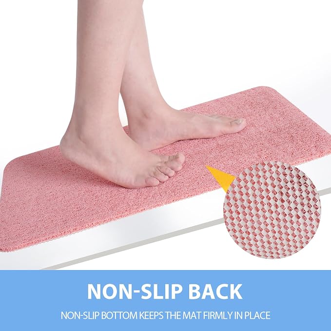 Hargiis Non-Slip Bathtub Mat, 2 Pack Anti Slip Shower Mat, Fast Drying Bathtub Mats, Foot Scrubber Mat, Anti Slip Mat for Tub, Floor, Bathroom, Kitchen, Home, Hotel (Pink 24"×16"+24"×16")