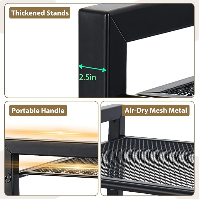 Bathroom Counter Organizer, Countertop Organizer Storage Rack | 3-Tier Metal Mesh, Adjustable Shelves for Vanity Perfume Skincare, Storage for Bathroom, Kitchen, Dresser and Small Spaces