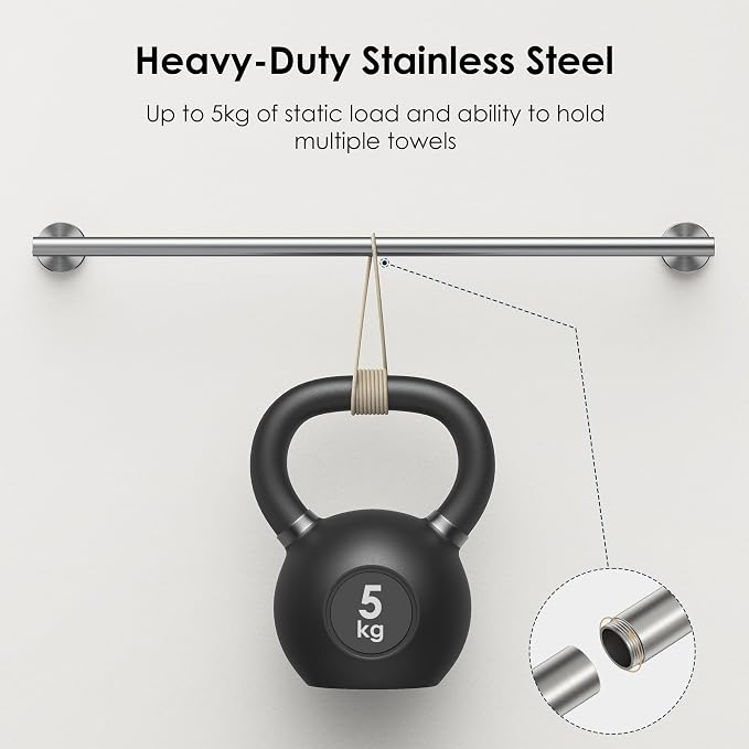 FORIOUS Bathroom Accessories, 4-Piece Bathroom Hardware Set - 24" Towel Bar | Brushed Nickel | Towel Hooks, Towel Racks for Bathroom, Toilet Paper Holder Wall Mounted, Towel Ring | SUS304 Stainless Steel