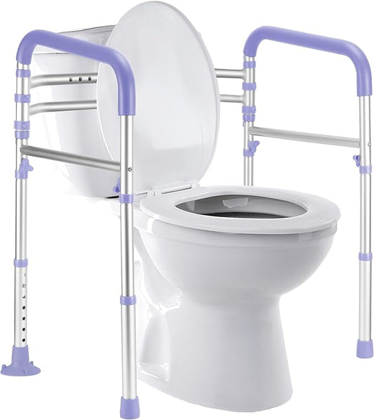Lianjindun Toilet Safety Rails, 350 lbs, Adjustable Height & Width | Fits Most Toilets, Foldable Design, 350 Lbs Capacity, Aluminum Toilet Frame, Toilet Handles for Seniors, Disabled, Handicap