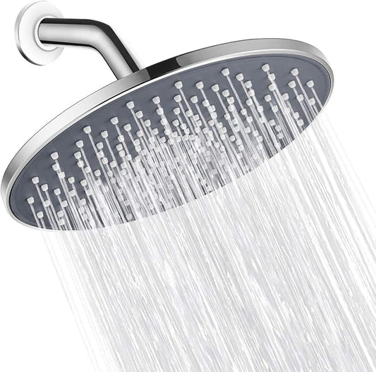 Large Shower Head VMASSTONE 9In High Pressure Showerhead - Tool Free Installation- with Large Spray Surfaces and 200 Nozzles for Delicate and Unstimulate Shower Experience (EM-001 Chrome/Dark Grey)