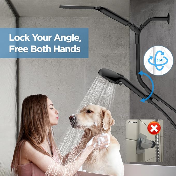 MakeFit Dual Filtered Rain Shower Head Combo, High Pressure Handheld Shower Head with Adjustable Bar - Rainfall Shower Head And Showerhead with Filter for Hard Water - Removes Chlorine