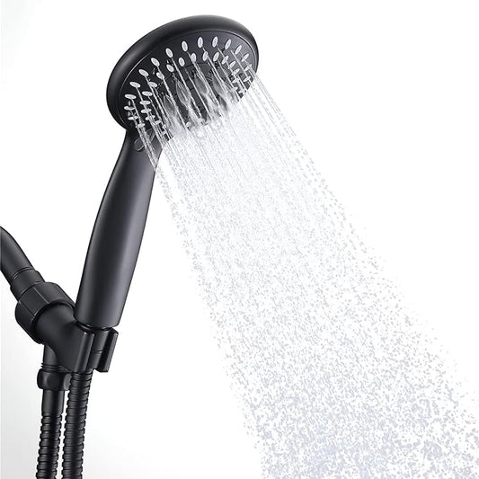 Handheld Shower Head High Pressure 5-Settings with Hose, Matte Black | Powerful Water Spray, Against Low Pressure Water Flow, 59 Inch Stainless Hose, Adjustable Mount