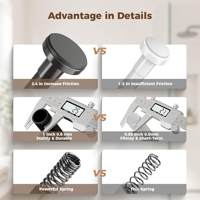 HYSEYY Heavy Duty Shower Curtain Rod,26-80inch Adjustable Tension Rod Black | No Drilling Shower Rods for Bathroom, 1" Diameter Spring Tension Curtain Rod, Non Slip Rust Proof Curtain Rod for bathtubs