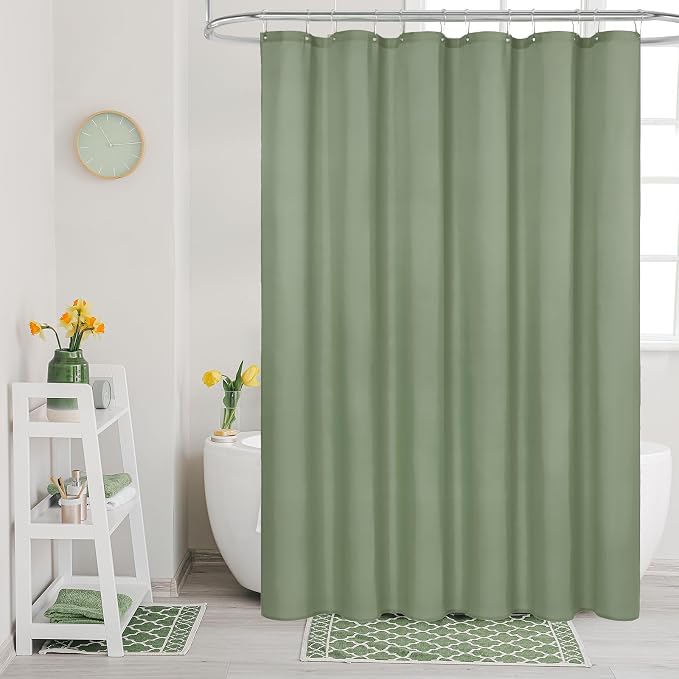 MitoVilla Extra Long Shower Curtain Liner - 72 x 84 Inches, Sage Green Shower Liner Fabric, Waterproof Bath Curtain Liner Polyester Soft Lightweight, Washable