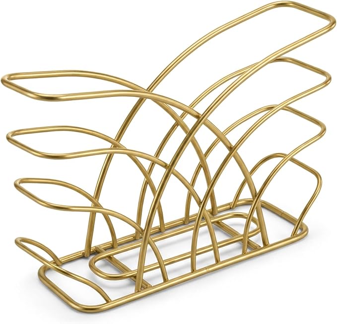 Napkin Holder for Table, Gold Iron Upright Paper Dispenser Caddy | Dinner Napkins, Lunch Napkins & Table Decor