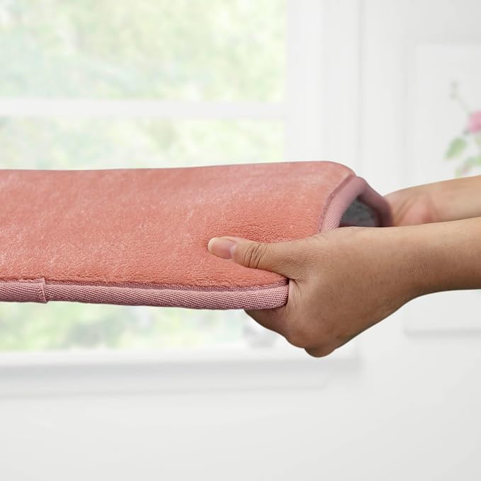 Memory Foam Bath Mat Non Slip Absorbent Super Cozy Velvet Bathroom Rug Carpet (60 inches X 17 inches, Peach)