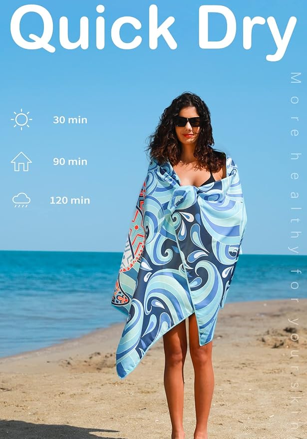 Widdonen Microfiber Beach Towel,Compact 71x32 Inch,Lightweight,Turtle | Extra Large,Sand Free,Thin,Absorbent,Quick Dry for Camping,Hiking,Swim,Pool,Bath,Picnic,Gym,Cruise Essentials,Adult Gifts