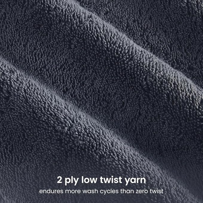 100% Organic Cotton 700 GSM Plush Bath Towels 30" x 58" GOTS Certified - Charcoal, Pack of 2