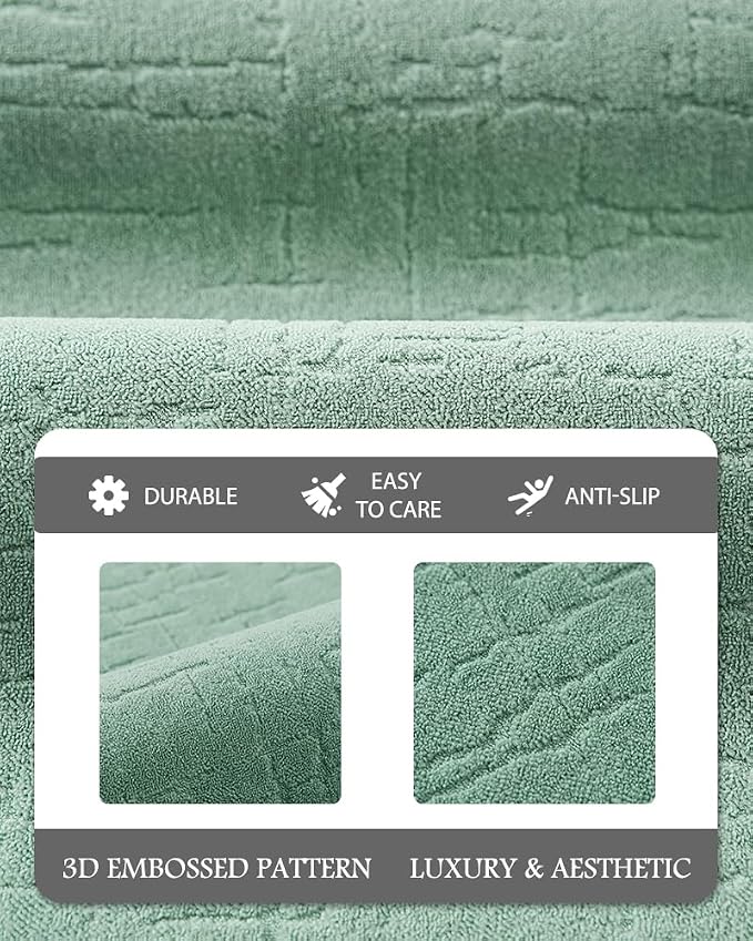 AMOAMI-Bath Mat-Absorbent Quick Dry Bathroom Floor Mats-Washable Rubber Backing Bath Mats for Bathroom Rugs Fit Under Door-Bath Rug for in Front of Sink Bathtub Shower Room, Moss 17''x59''