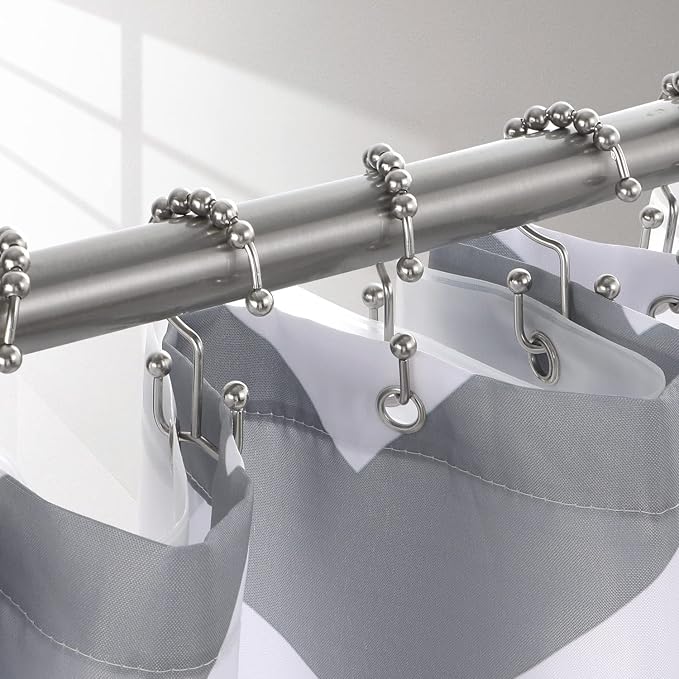 TOPROD Shower Curtain Hooks Rings Shower Curtain Hangers for Bathroom Hooks | Brushed Nickel,Stainless Steel,Rust Proof ,Durable,Free Gliding, Kitchen, Wardrobe,Set of 12