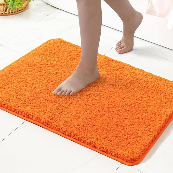 MIULEE Fall Orange Bathroom Runner Rugs Soft Microfiber Bath Mat 24x40 Inch | Absorbent, Non Slip, Quick Dry, Fluffy Bath Rugs for Bathroom Floor Tub Showers, Machine Washable