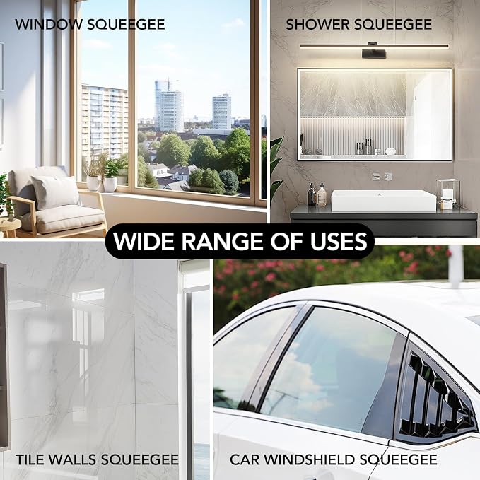 Shower Squeegee with Long Handle, Squeegee for Glass Doors | 15"-51" Telescopic Squeegee for Window Cleaning, Extendable Window Cleaner Tool for Tile Walls, Sliding Door, Car Windshield