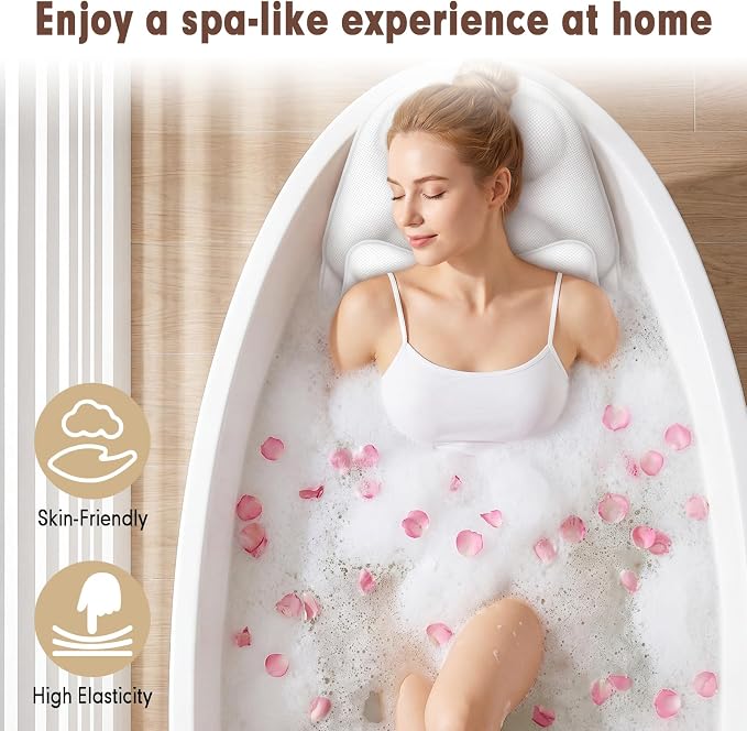 Deluxe Full Body Bath Pillow, 5D Bathtub Cushion - Stacking Cushions | Thickened Soft Relaxation Bathtub Pillow, Provides Support for The Neck, Back, and Shoulders— (Includes Bath Bombs)