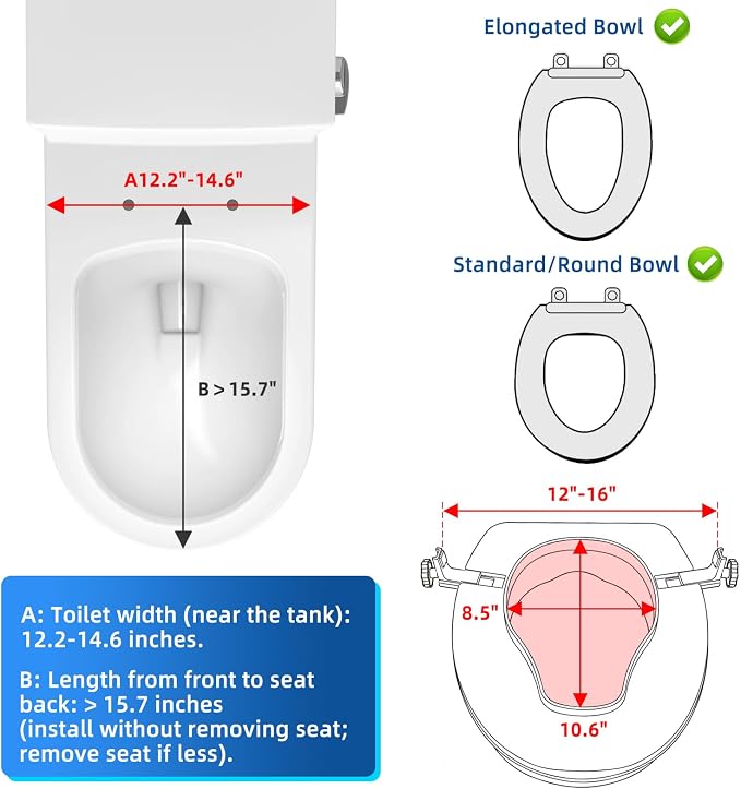 Raised Toilet Seat with Lid for Elderly, 6" High Toilet Seat for Elongated or Standard Commode, Raised Toilet Seat for Seniors, Handicap Toilet Seat Riser with Cover