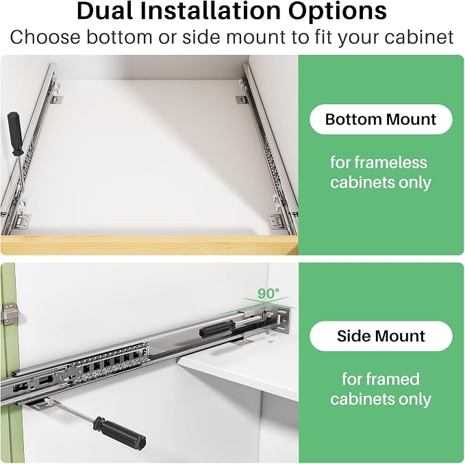 2Pack Pull Out Cabinet Organizer, Soft Close Wooden Slide Out Drawers for Pots, Full-extension Roll Out Shelves for Kitchen Cabinets, Pantry Organization, Bottom and Side Mount(21"W X 21"D x 3.4''H)