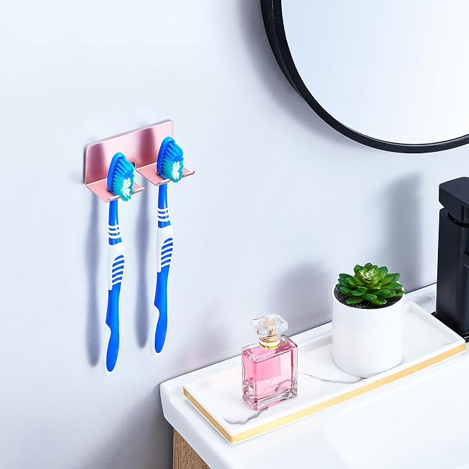 Electric Toothbrush Head Holder, Toothbrush Holders Wall Mounted, Electric Toothbrushs Holder, Bathroom Shower Tooth Brushing Holder, Tooth Brush Head Holder Organiser (Rose Gold, Small)