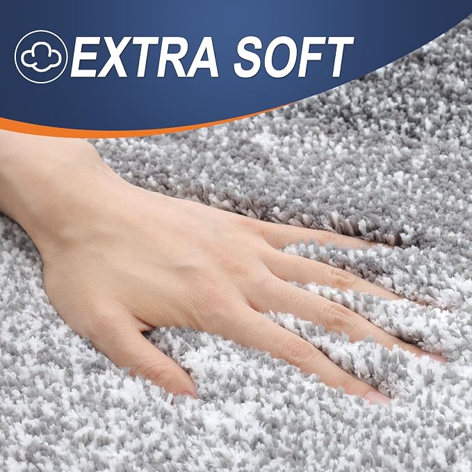 OLANLY Bathroom Runner Rug 45x27, Extra Soft Absorbent Microfiber Bath Rugs | Grey, Non-Slip Quick-Drying Rubber Backing, Machine Washable Long Bath Mat for Floor, Tub and Shower, Home Decor Accessories