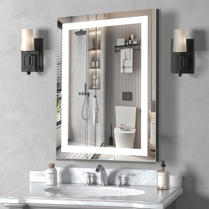 LED Bathroom Mirror, Vanity Mirror with Light for Wall 16"×24" | Stepless Dimmable, 3 Colors (3000K-6000K), Anti-Fog, Wall Mounted, 1 Hour Auto Off, Memory Function, Reinforced Packaging