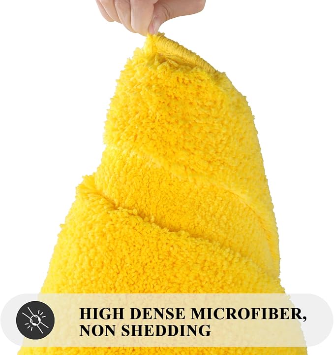 SHACOS Soft Microfiber Bathroom Rugs Set of 2 Pieces, Yellow | 47x20 + 32x20, Absorbent Plush Bath Rugs, Non Slip Washable Shaggy Bath Mats, Fluffy Bathroom Runner Floor Mats Shower Rug