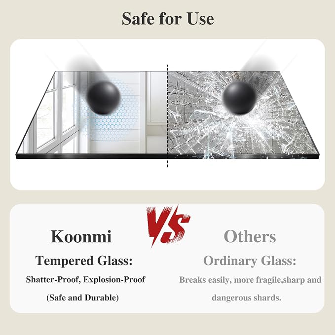 Koonmi Black Mirrors for Wall, 36x60 Inch Bathroom Mirror, Rectangular Wall Mirror for Living Room Bedroom Bathroom, Hangs Horizontally or Vertically