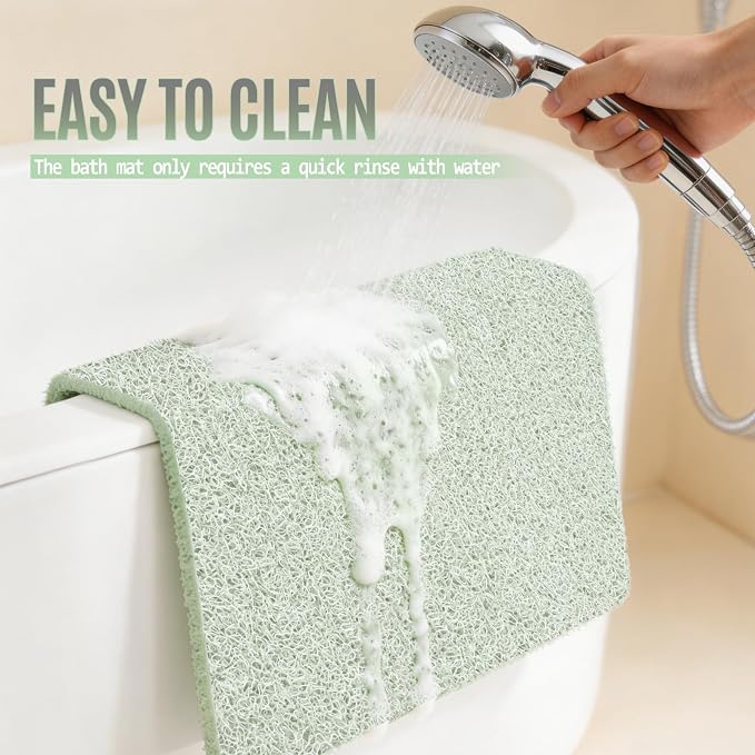 32 * 24in Shower Mat Bathtub Mat Non Slip | Bathmats Non Slip, Quick Drying Foot Scrubber Loofah Mats for Inside Shower, Tub, Bathroom, Home, Mint Green