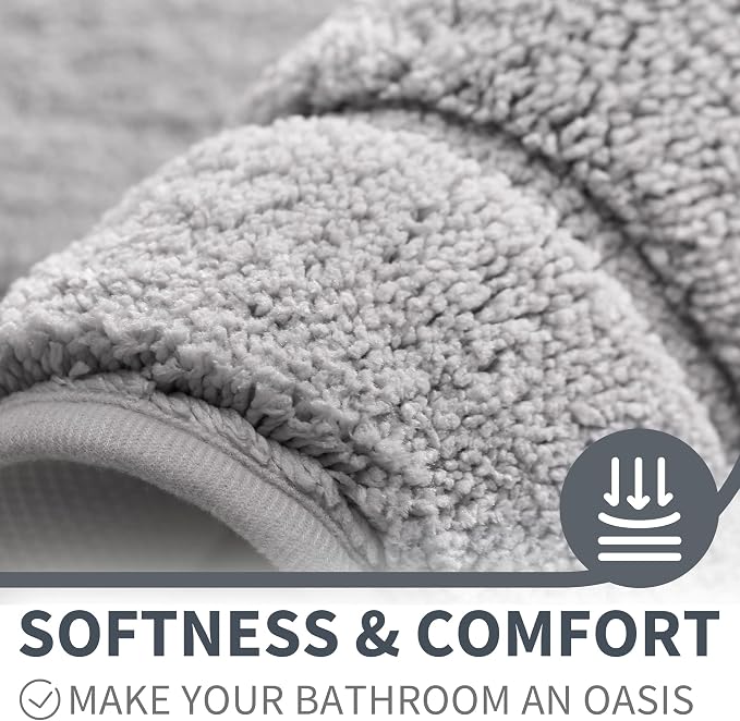 GRANNY SAYS Gray Bathroom Runner Rug 24" x 48", Soft Microfiber Bath Mat | Non-Slip long rug with TPR Backing, Absorbent, Machine Washable Extra Large Bath Rugs for Double Vanity, Shower, Tub