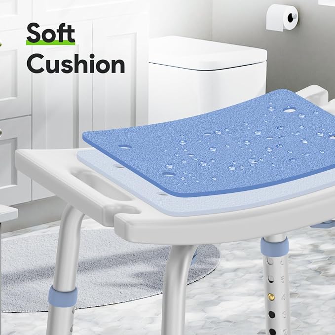 Delog Shower Chair for Inside Shower, Tool-Free Assembly Height Adjustable Shower Bench for Seniors, Elderly, Disabled, Handicap and Injured, Shower Stool 300lbs, FSA/HSA Eligible
