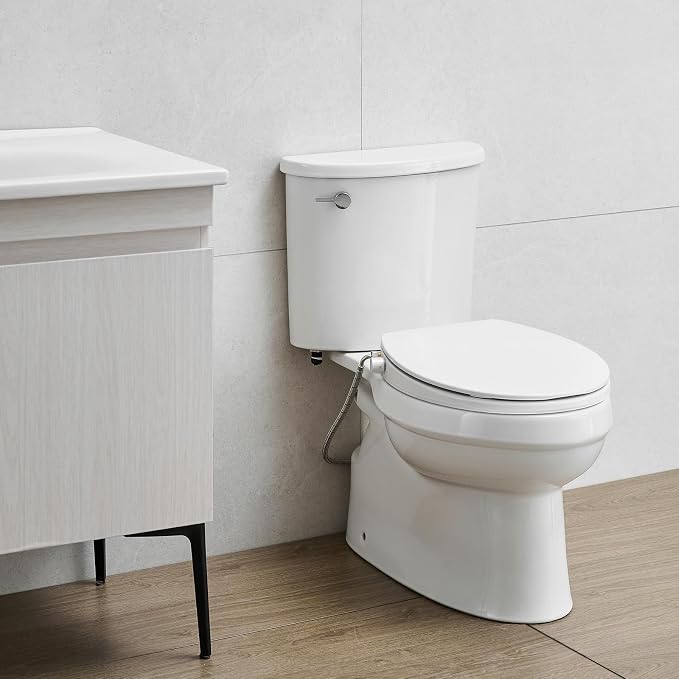 Bidet Toilet Seat,Non-Electric Quiet-Close,Fits Round Toilets,Adjustable Water Pressure and Self-Cleaning Dual Nozzles