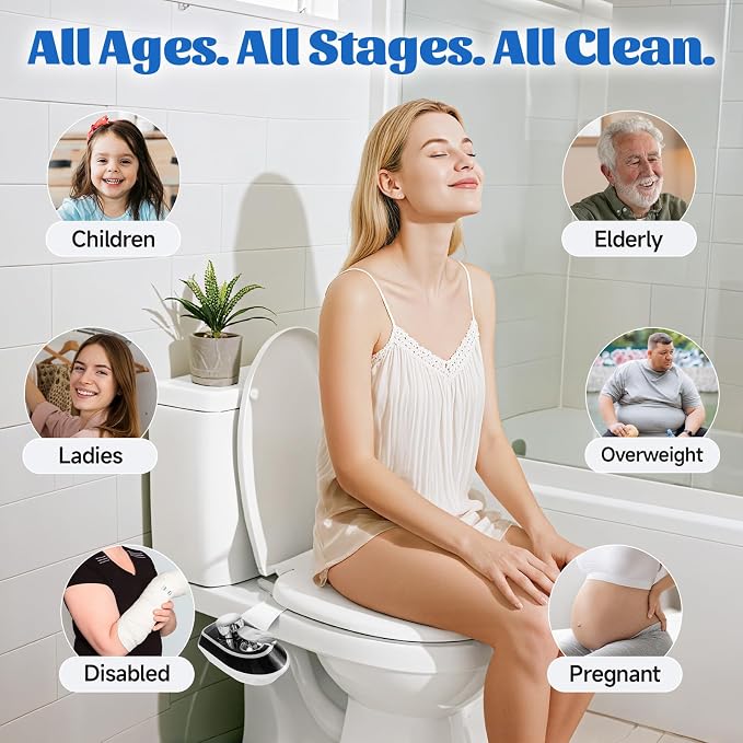 Bidet Attachment Hot Cold Water Non Electric Bidet Sprayer For Women | Warm Water Dual Nozzle Bidet Attachment for Toilet,Adjustable Flow with Bidet Hose for Feminine/Real Wash/ Self-Cleaning
