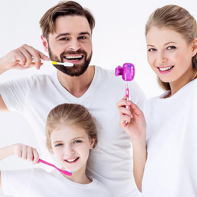 Hxezoc 4 Pack Toothbrush Covers Toothbrush Holders Toothbrush Protector Cap Brush Pod Case Protective Portable Plastic Clip for Household Travel, Bathroom, Camping, School, Business