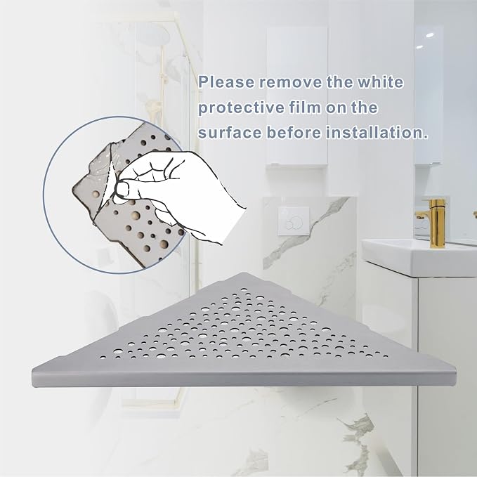 HIDROP Brushed Nickel 10" Corner Shower Shelves for Tiled Walls, 2 Pack | Bathroom Triangle Shelves, 304 Stainless Steel Bathroom Corner Shelf, Fast Drainage, Embed into Tile Gap, Tile Shower Shelves