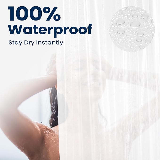 downluxe Shower Curtain Liner, PEVA Plastic Shower Liner with 3 Magnets, 72" x 72" Waterproof Bathroom Curtain, White, 3 Pack