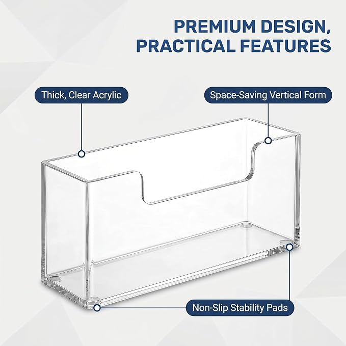 Acrylic Guest Towel Holder, Clear Bathroom Countertop Caddy | Disposable Hand Towels & Vanity Storage