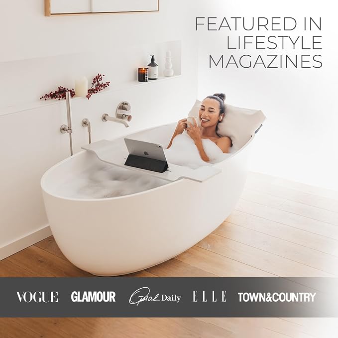 BADESOFA® Luxury Bathtub Seat Cushion in Charcoal | Bath Pillows for Tub, Quick-Dry & Washable, Non-Slip Weighted Tub Pillow, Home Spa Accessoire for Bathtub & Hot Tub