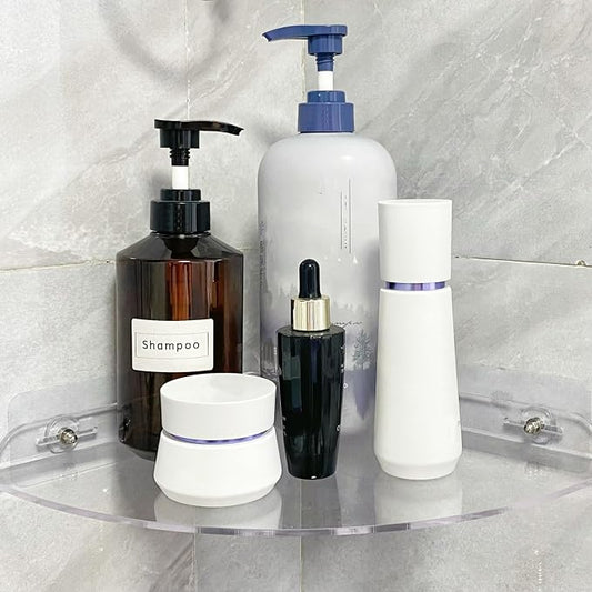 Acrylic Corner Shower Shelves, Adhesive Bathroom Shower Caddy, Wall Mounted Bathroom Organizer for Home Decor,Clear Shower Shelf,No Drilling