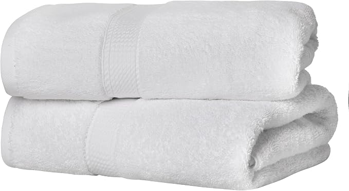 Superior Egyptian Cotton Plush & Absorbent, Bath Towel Set of 2, White | Quick Dry, Soft Luxury Towel Set, Bath Essentials for Bathroom, Guest Bath, Spa, 2 Piece Bath, Madeline Towels