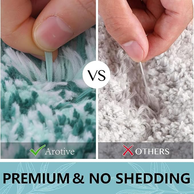 Arotive Microfiber Bathroom Rugs, Shaggy Soft Absorbent Bath Rug, 44x32 | DarkGreen, Rubber Backing Thick Plush Machine Washable Dry Bath Mats for Bathroom, Tub and Shower, Rectangular