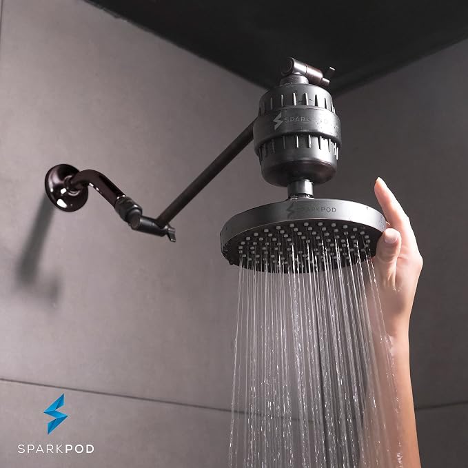 SparkPod Rain Shower Head, 6 Inch Round, Vintage Oil-Rubbed Bronze Finish | High Pressure Shower Heads, 90 Nozzles, Adjustable Showerhead, No Tools Needed, Universal Connection