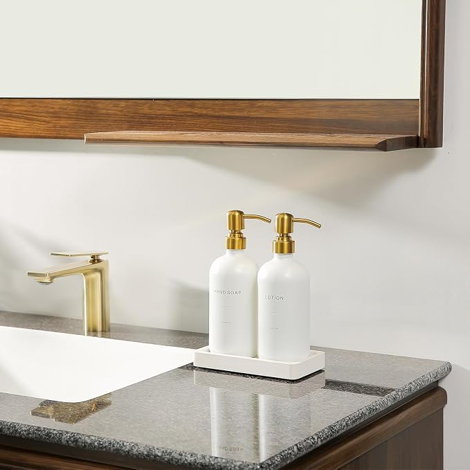 Prus Waso Gold Soap Dispenser Bathroom Set | Hand and Lotion Dispenser with Stainless Steel Pump, Perfect for Modern Bathroom Decor