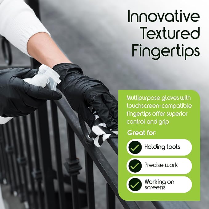 Inspire Black Nitrile Disposable Gloves | 4.5 Nitrile Disposable Safety Medical Cooking Cleaning Gloves