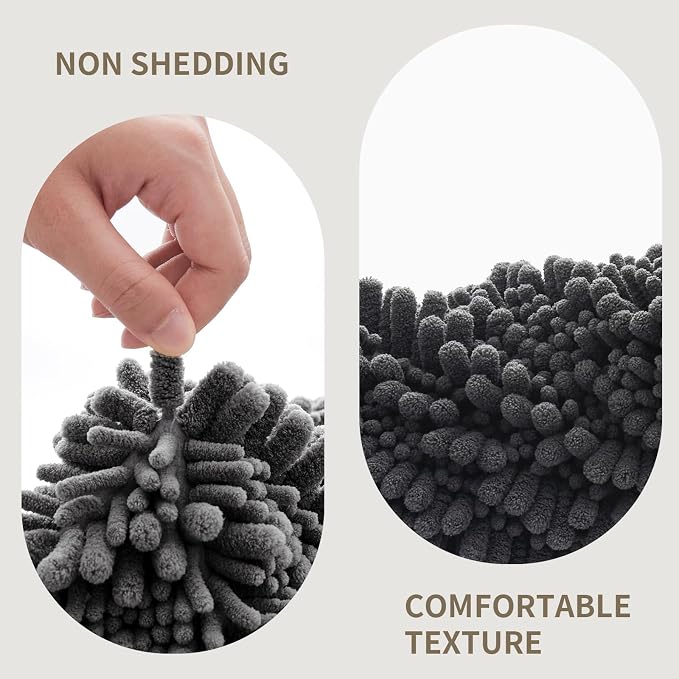 Toilet Rugs U-Shaped Mat 24x24, Contour Bathroom Mat - Ultra Soft & Absorbent Chenille, Quick-Dry, Machine Washable with Non Slip Barrier Backing, Darkgrey