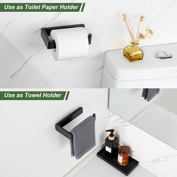 SAYAYO Oil Rubbed Bronze Toilet Paper Holder Wall Mount, Brushed Bronze Toilet Tissue Holder for Bathroom, RV TP Holder Square, SUS304 Stainless Steel 6 Inch