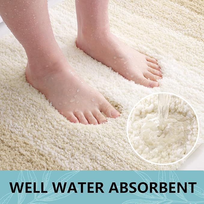 Arotive Microfiber Bathroom Rugs, Shaggy Soft Absorbent Bath Rug, 44x32 | LightBeige, Rubber Backing Thick Plush Machine Washable Dry Bath Mats for Bathroom, Tub and Shower, Rectangular