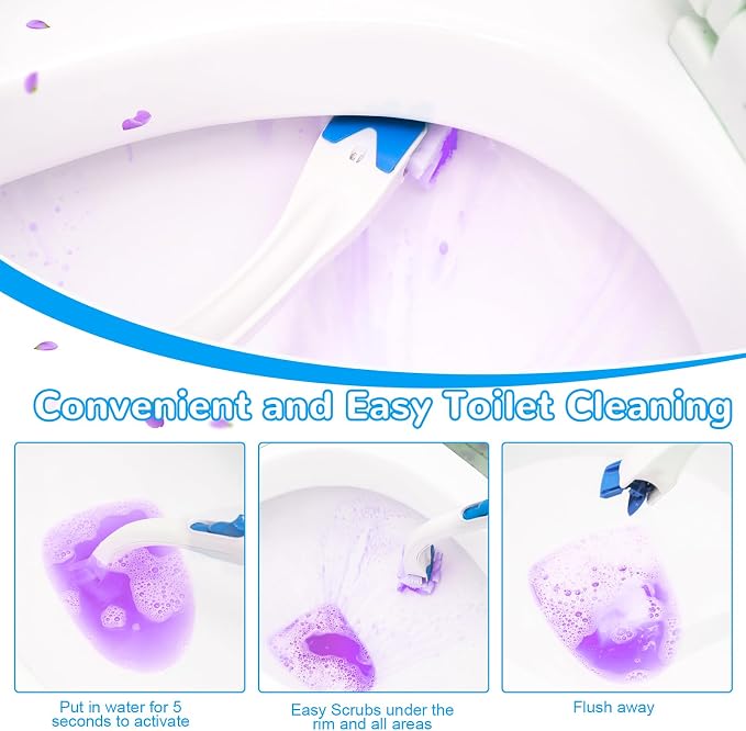 36 Count Flushable Toilet Bowl Cleaner Refills, Toilet Cleaner Refill Pads | Flushable, Disposable, Bathroom Toilet Brush Refills, Accessories Supplies Starter Kit, Fresh Lavender Scent, No Handle