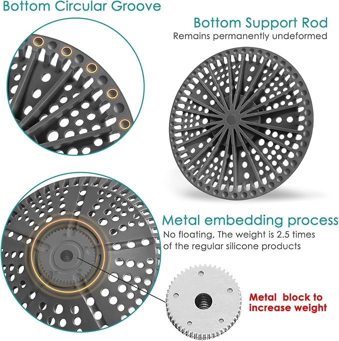 Shower Drain Hair Catcher, 5.5in Shower Hair Catcher Large Premium Silicone Drain Protector Strainer, Shower Drain Cover for Shower Room, Floor Drain, Bathroom Sink, Dark Grey